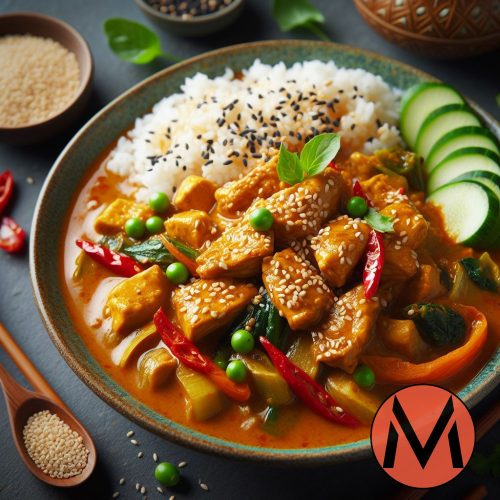 Thai curry csirke szezámmagos rizzsel